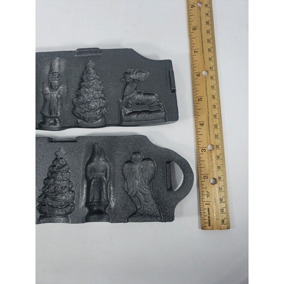 John Wright Cast Iron Christmas Candy Mold VTG Reindeer Angel Tree Santa 1993 - Picture 6 of 14